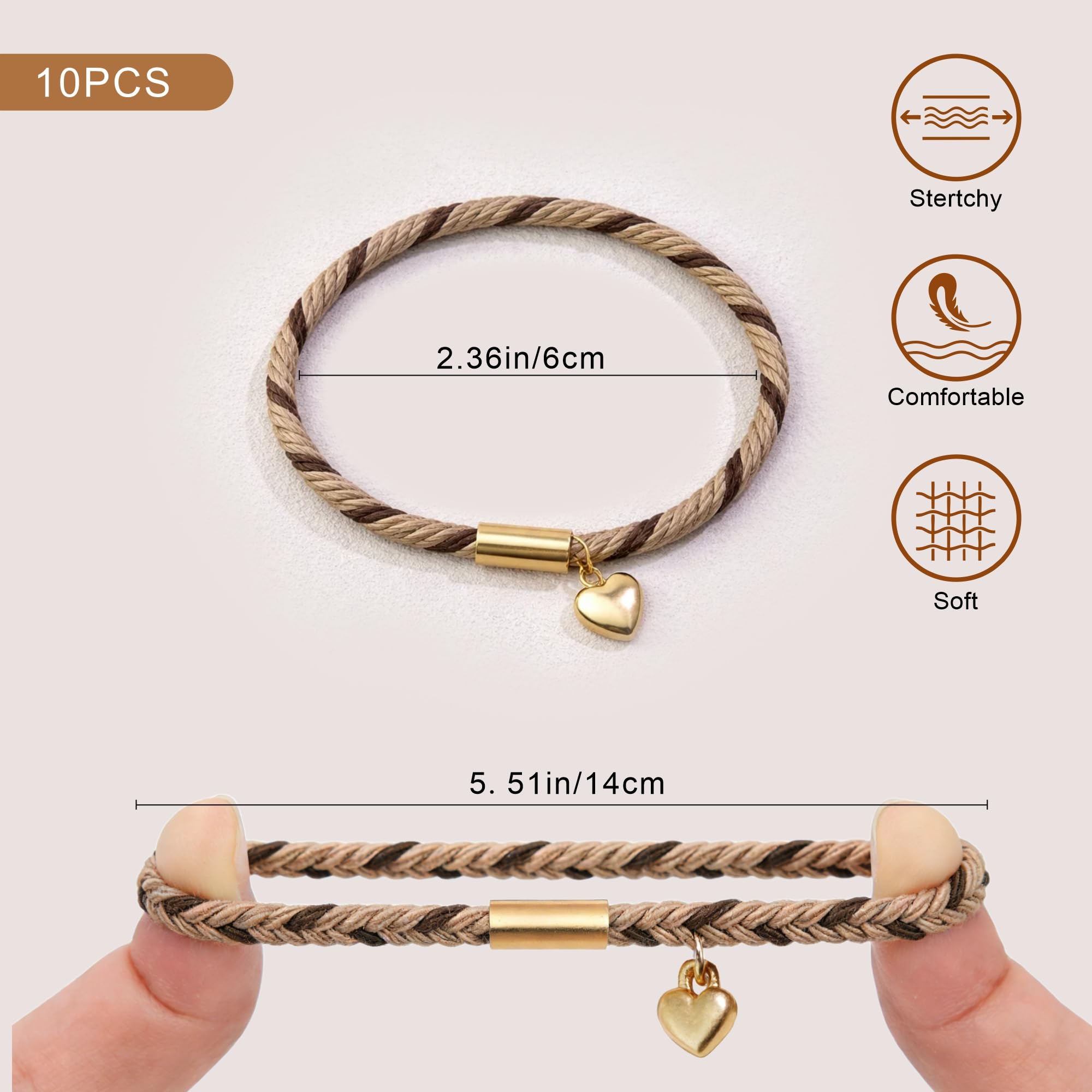 Fohufo Hair Ties No Damage - 10 Pcs Hair Scrunchies for Women Girls, Hair Ties for Thick Hair & Thin Hair, Hair Scrunchies Bands Bracelets, Initial Hair Accessories for Women, Birthday Gift - Letter A - 5