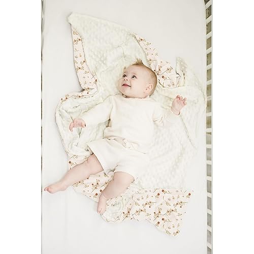 Miniatura 4 de Konssy Mantas de bebé unisex para niños y niñas, mantas súper suaves con parte delantera de muselina de algodón y respaldo de forro polar punteado,