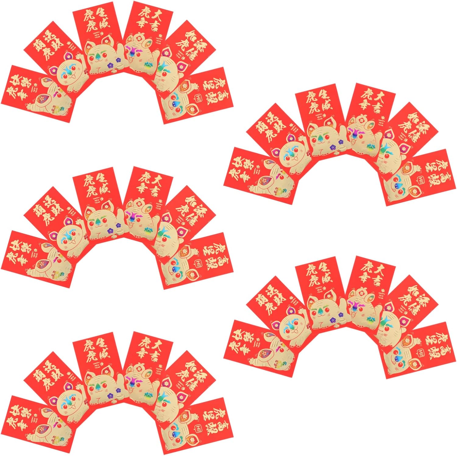 Artibetter お年玉袋 22年 虎 トラ ポチ袋 寅年干支 レット 虎柄 金封 可愛い 旧正月 万円袋 赤い封筒 お見舞い お金ポケット 赤パケット 30ピース 春節好意 メーカー直送 紅包 祝儀袋 新年祝い お正月
