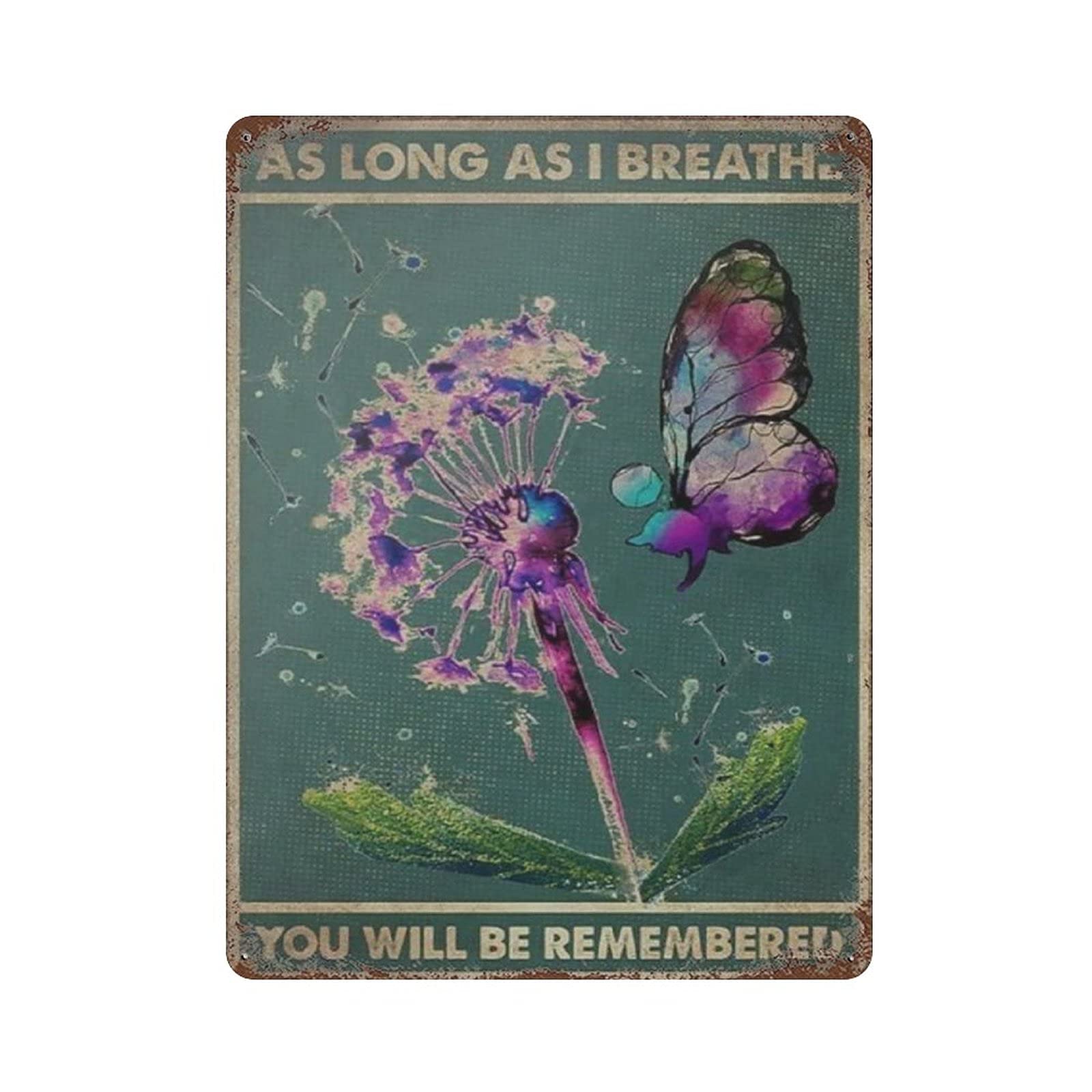 Butterflies Dandelion Metal Signs, Fun Poster For Bar Kitchen Cafe Farmhouse Wall Decor 12x16 inch