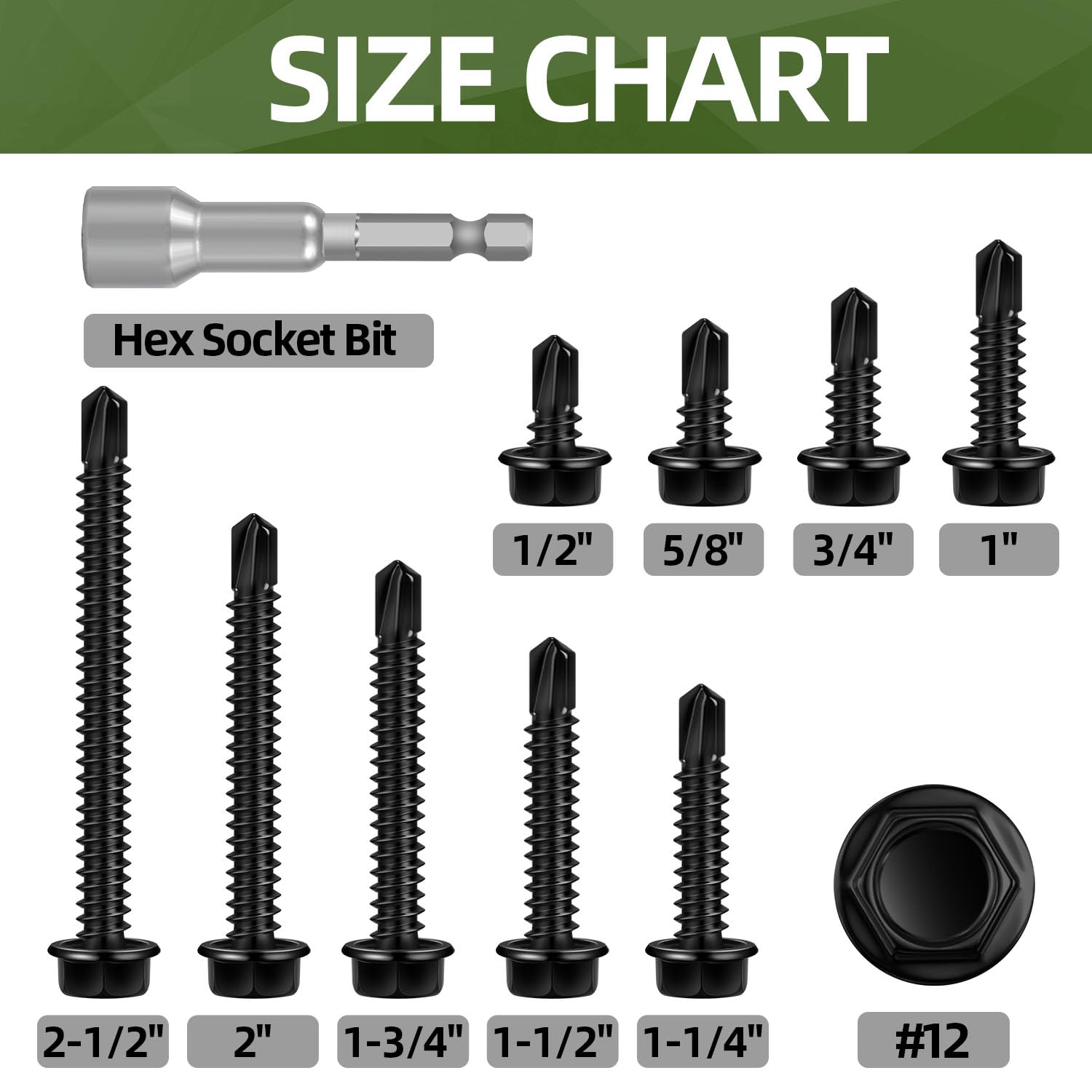 Stainless Steel Sheet Metal Screws - 100 PCS #12 -3 Stainless Steel Sheet Metal Screws - 100 PCS #12 -3