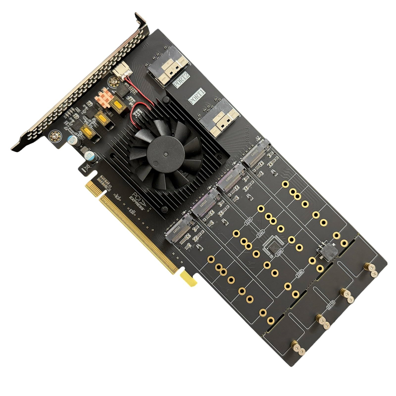 Tarjeta adaptadora PCIe4.0 de 12 bahías para discos duros U.2, instalación sin herramientas, sistemas de refrigeración sin ventilador, enchufes y adaptadores Play NVMe Hdds