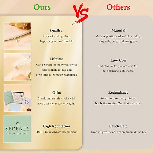 Miniatura 3 de Sereney Regalos de cumpleaños para niñas y mujeres, collar de perlas de plata esterlina como regalo de cumpleaños de 7, 9, 10, 11, 13, 15, 16, 18