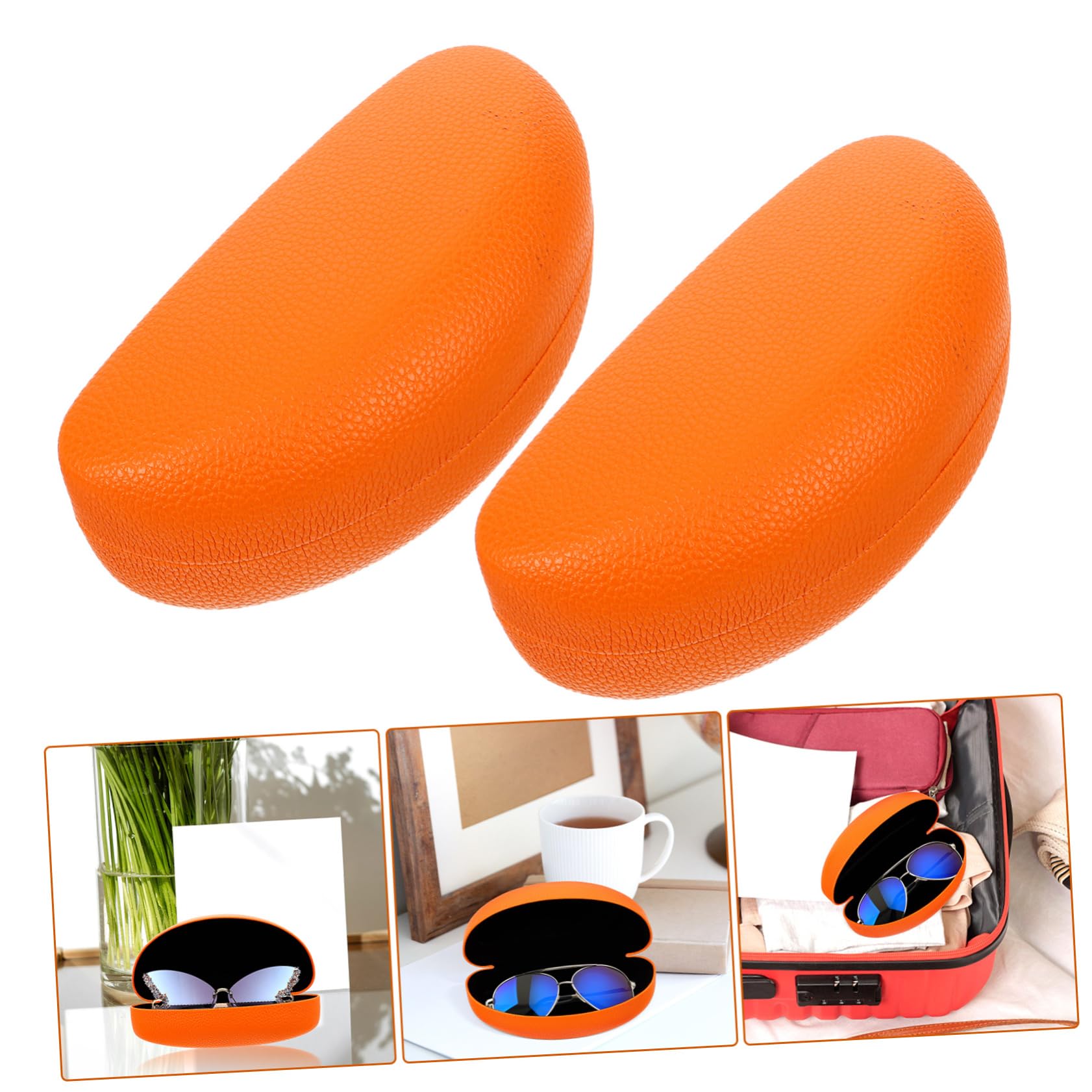 Healeved 5 Set Custodia Per Gli Occhiali Organizer Occhiali Porta Occhiali Protettivo Argento Catena Contenitore Per Occhiali Da Sole Da Viaggio Custodia Per Occhiali Pu Orange 2 Pezzi * 5