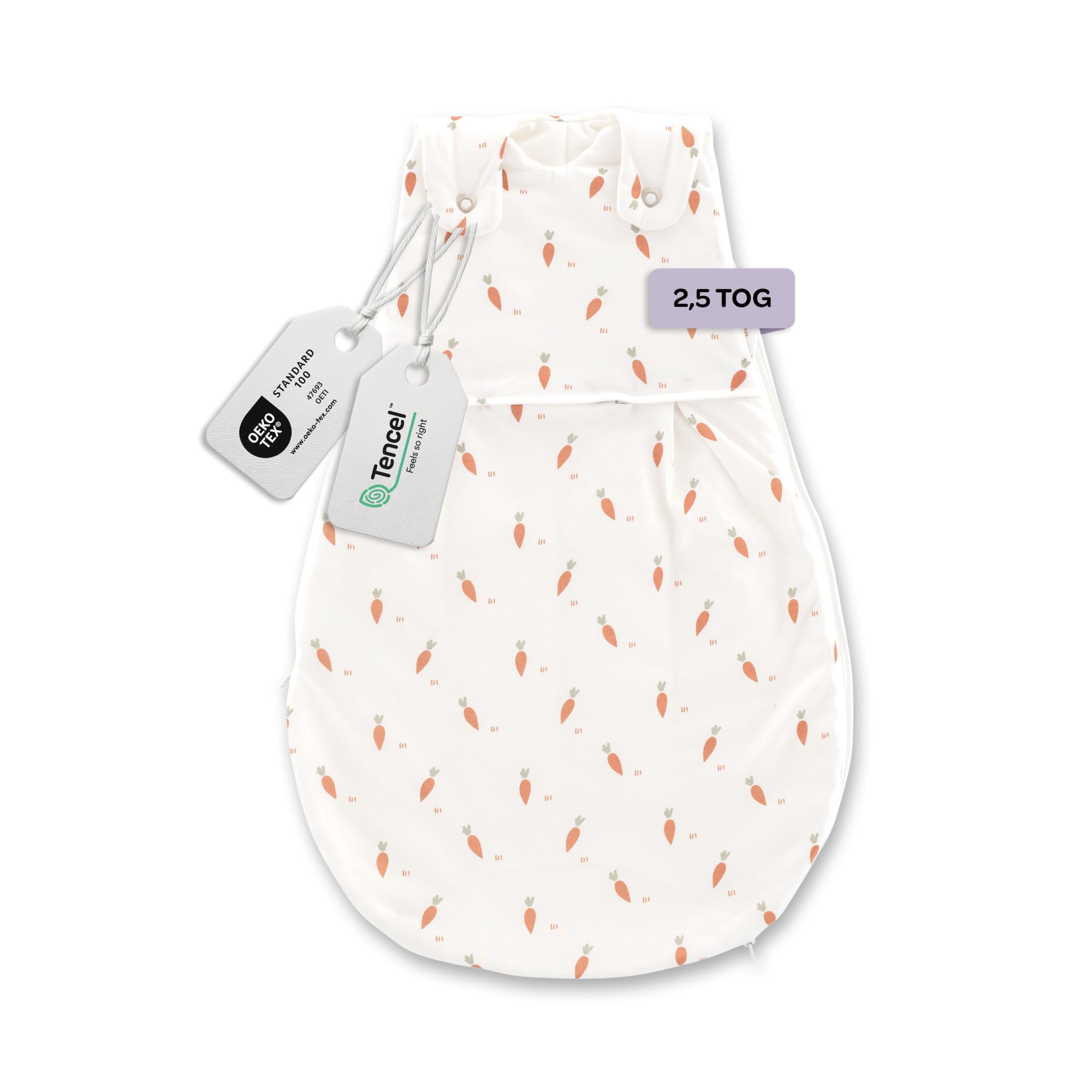 TRÄUMELAND – LIEBMICH Babyschlafsack Carota | atmungsaktiver Babyschlafsack | 2.5 TOG | mitwachsender Ganzjahresschlafsack für Sommer und Winter |Öko-Tex 100 zertifiziert | ab 0 Monate