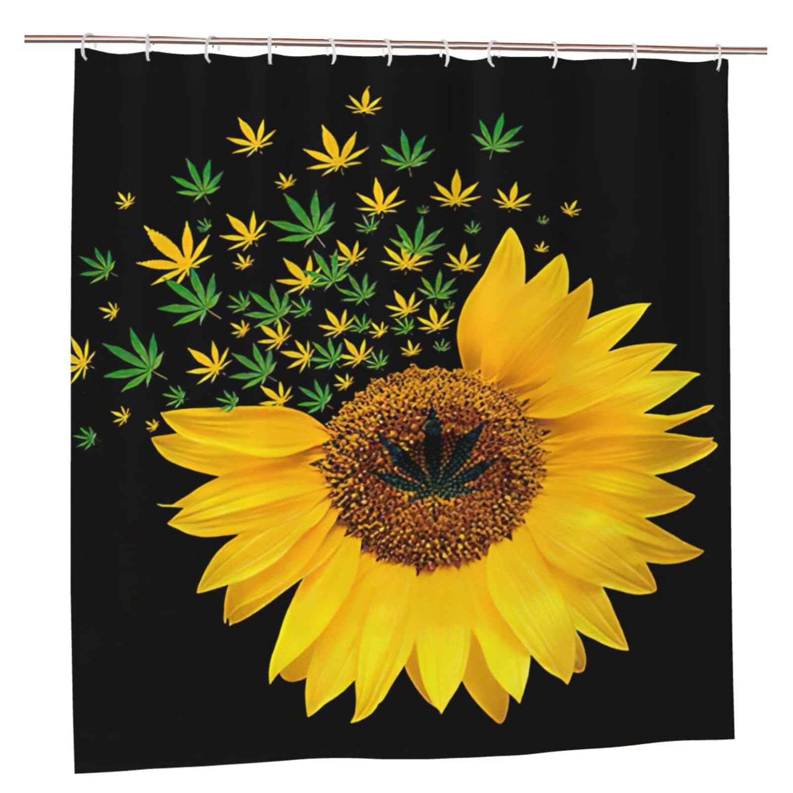 Rideau de douche tournesol en polyester pour une déco de bain lumineuse