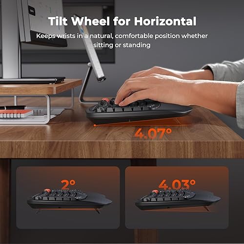 Miniatura 4 de MEETION Wave - Teclado ergonómico y mouse inalámbricos, USB  Bluetooth Wave Ergo teclado con reposamuñecas, rueda giratoria ajustable de 4 DPI,