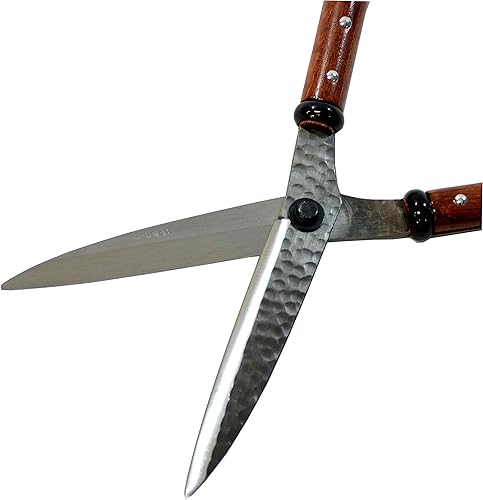 Miniatura 3 de KAKURI Tijeras de seto japonesas resistentes y grandes, mango largo, hoja recta de 7 pulgadas de largo, patrón martillado, fabricado en Japón