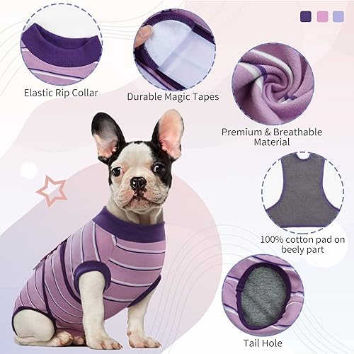 Miniatura 7 de Kuoser Traje de recuperación de cirugía para perros hembras, machos, antiesterilización a rayas, antilamedas, traje quirúrgico para heridas