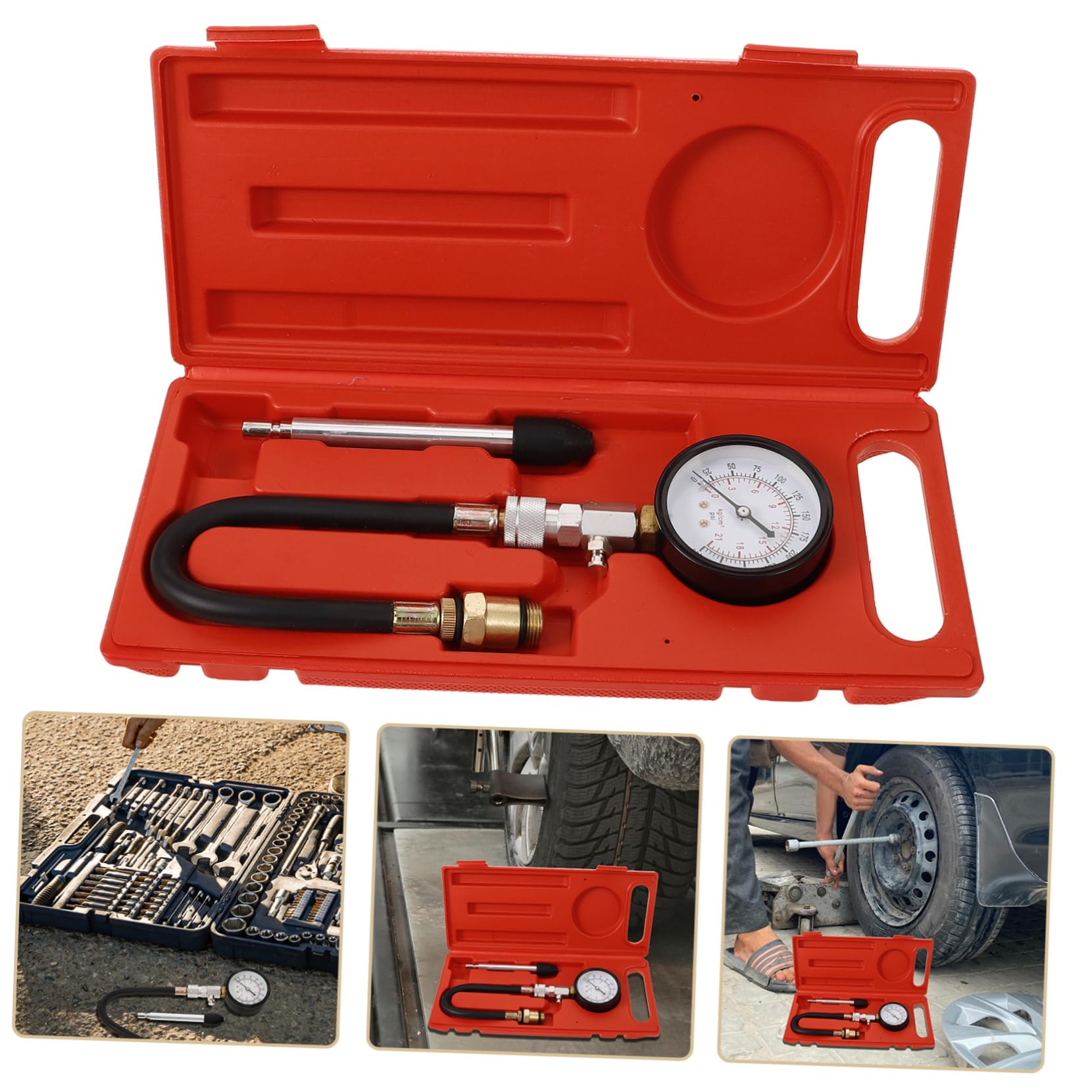 Kit Di Prova Del Manometro Di Compressione Del Motore 1 Set Per La Misurazione Della Pressione Del Cilindro Della Benzina