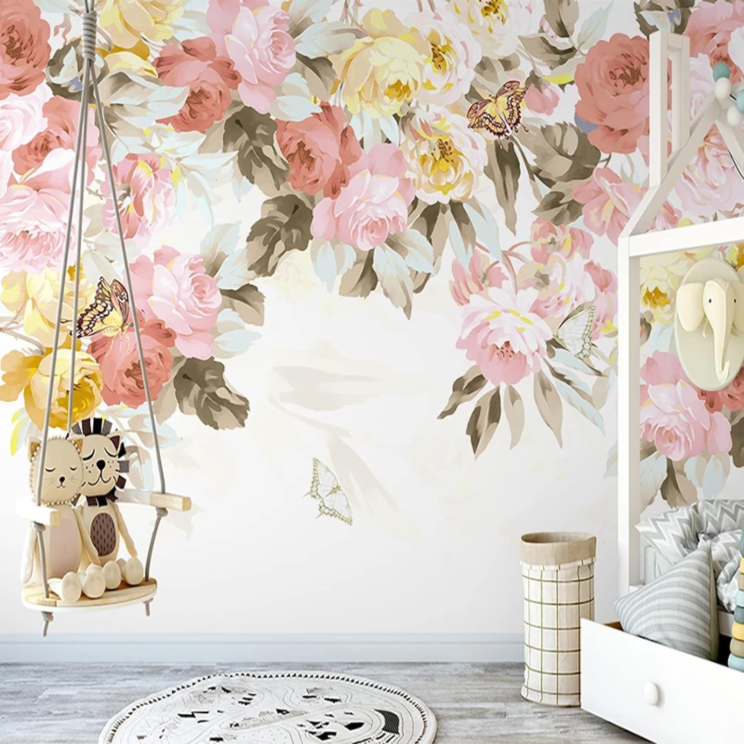 Papier Peint 3D Plantes et Fleurs Mural Amovible Peel and Stick