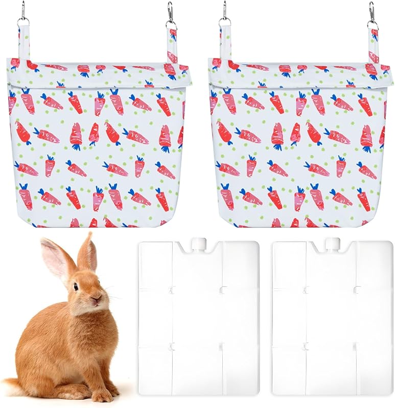 Bolsa Refrescante para Coelhos com Recipiente para Gelo Hamiledyi, Estampa de Cenoura, 2 Kits