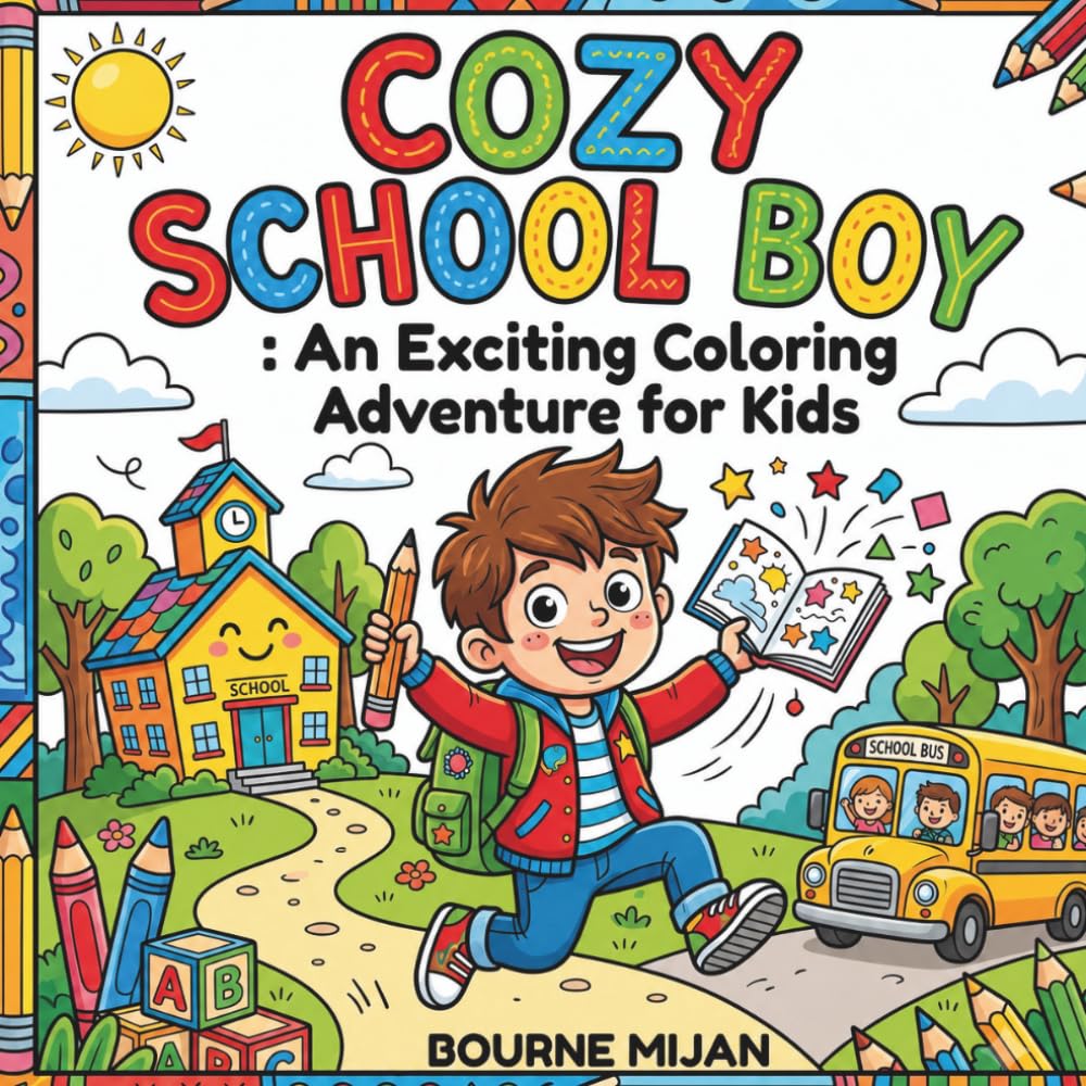Cozy School Boy: A Fun-Filled Coloring Adventure of Learning, Friendship, and Imagination