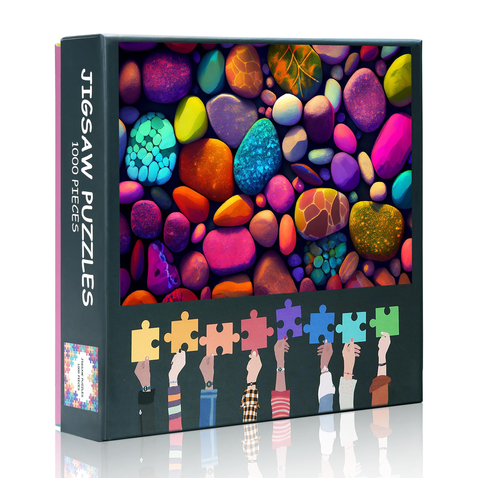 Modern Jigsaw Puzzle Set Colorful Natural Gem Stones Pattern Puzzles 1000 Pieces Paintings Colorful Stones Picture for Adults Challenging Game Funny Gifts