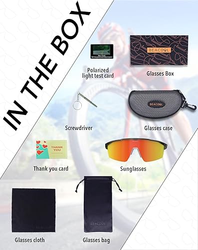 Miniatura 5 de BEACOOL Gafas de sol polarizadas deportivas de ciclismo para hombres y mujeres, UV400, gafas de sol de béisbol, TR90, marco para pesca, correr,