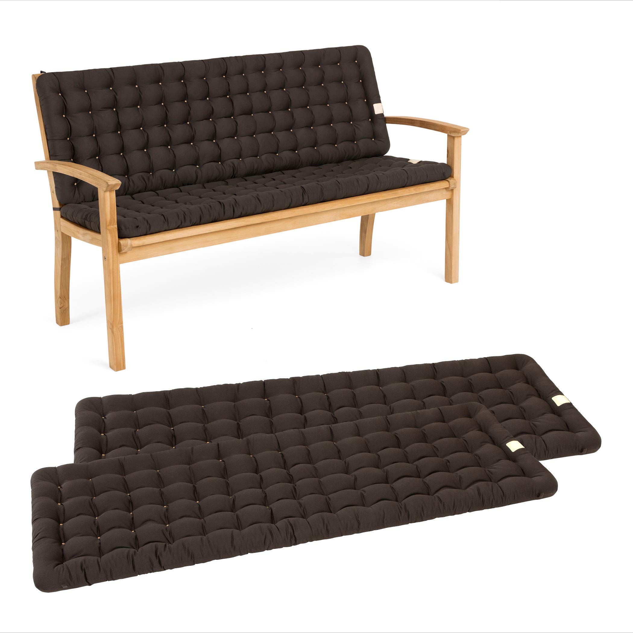 HAVE A SEAT Luxury Gartenbank-Auflage 2-teilig – 150x48 Cm, Goldbraun – Orthopädisch, Waschbar Bis 95°C, Made In Germany