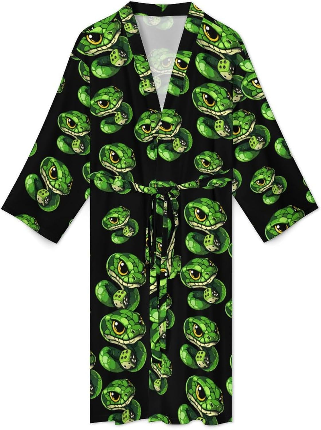 Snake with Dice Mens Robe Long Bathrobe for Women Bath Robes Lightweight Soft Printed Sleepwear