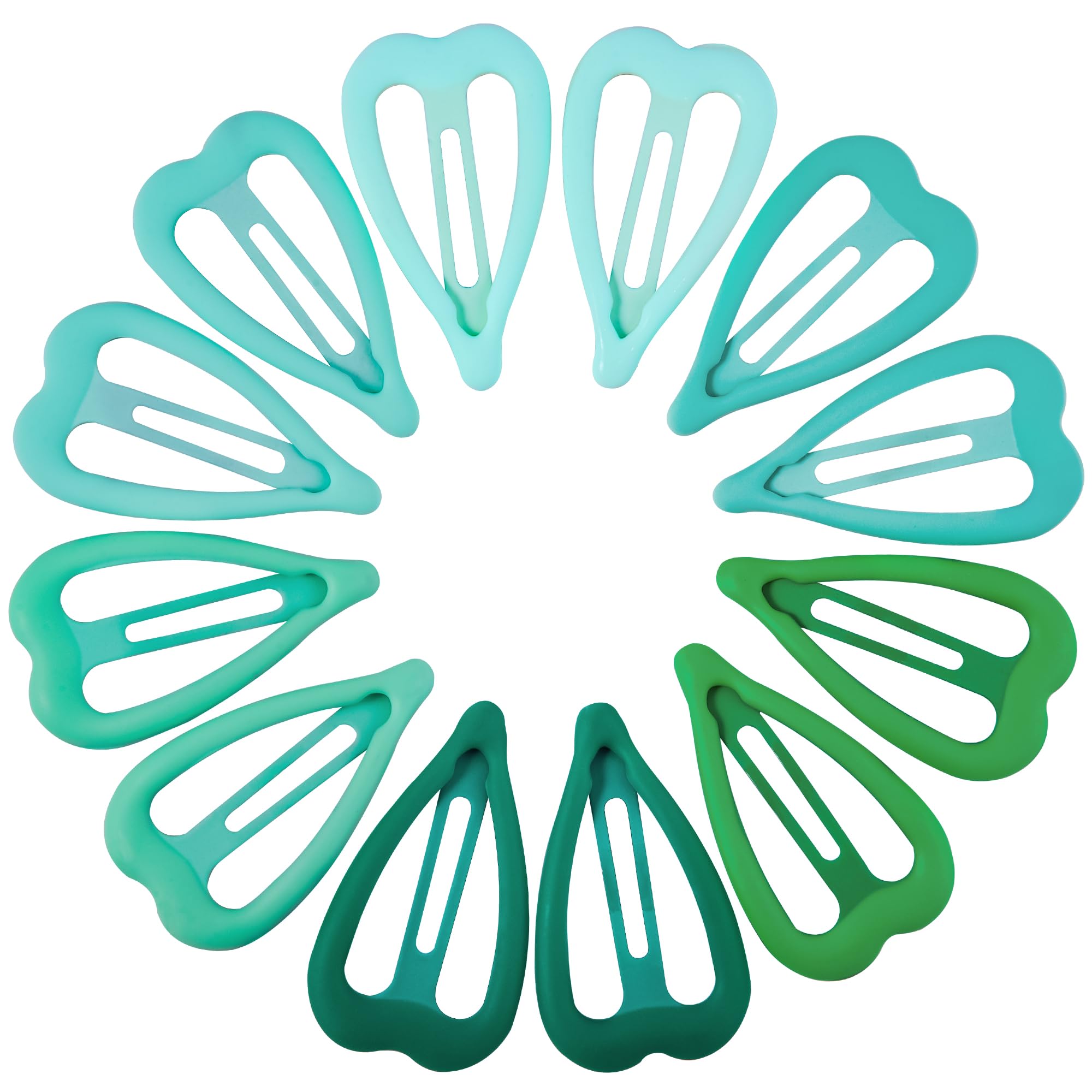 Cptots 12 PCS Metal Snap Hair Clips Heart Shape Barrettes for Women Non Slip Accessories For Thick and Thin Fine Hair,Green,1.9 x 1.1 Inches.