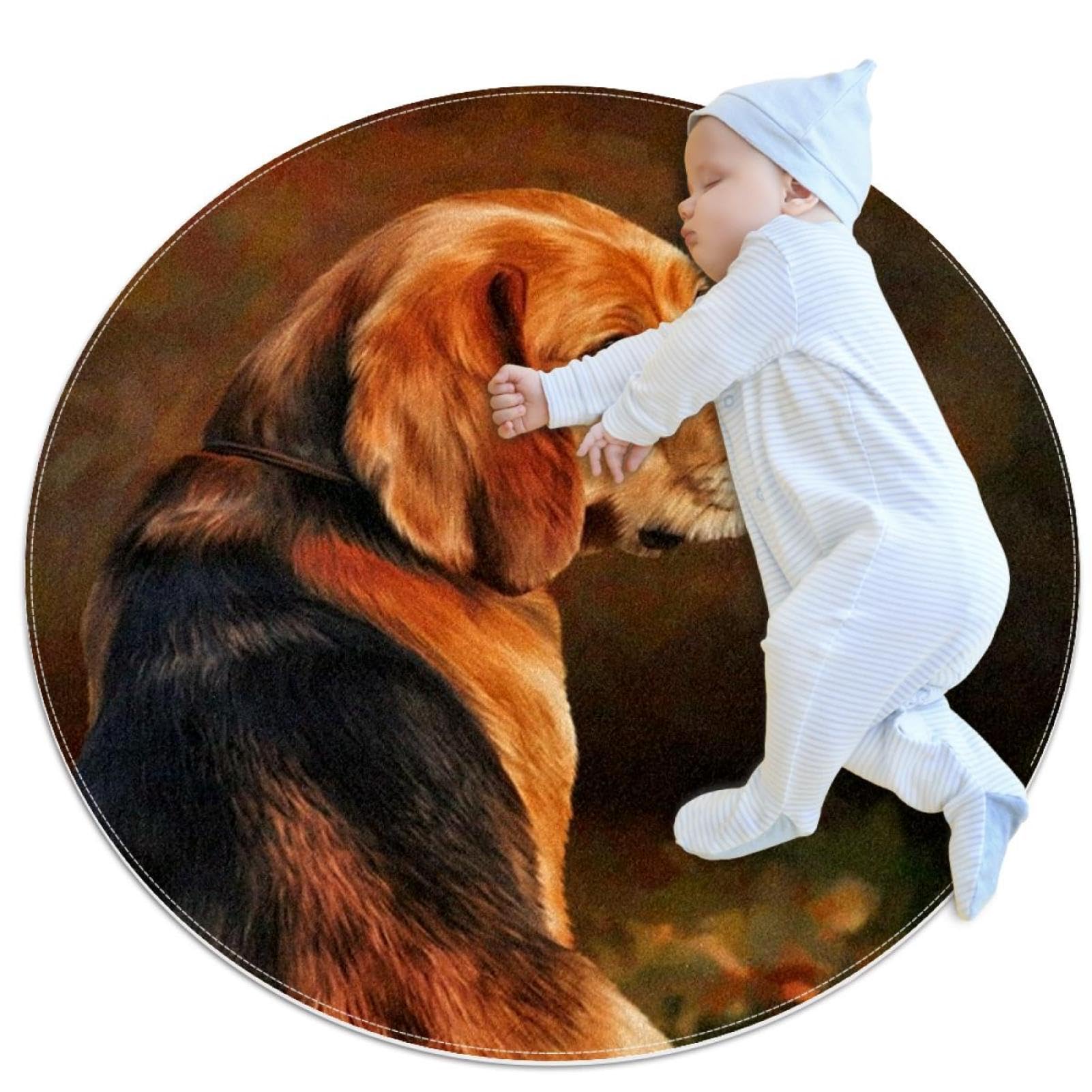 Tapis de salle de bain rond chien beagle 1m antidérapant pour chambre
