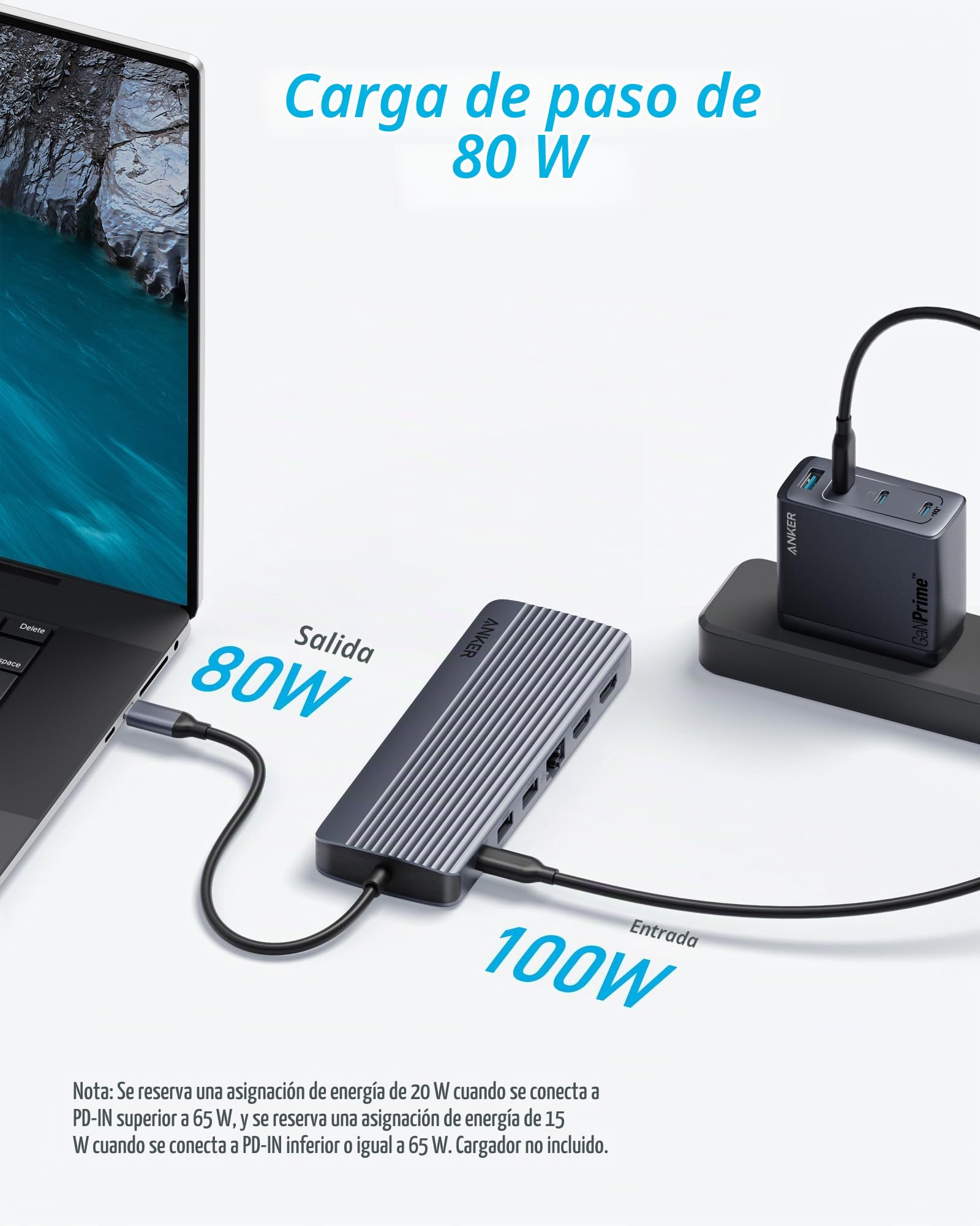 Anker Hub USB C 14 en 1, Triple Pantalla, HDMI 4K 60 Hz, 100 W | USB C y USB A de 5 Gbps para MacBook, Lenovo, DELL XPS y portátiles HP. Cargador no incluido