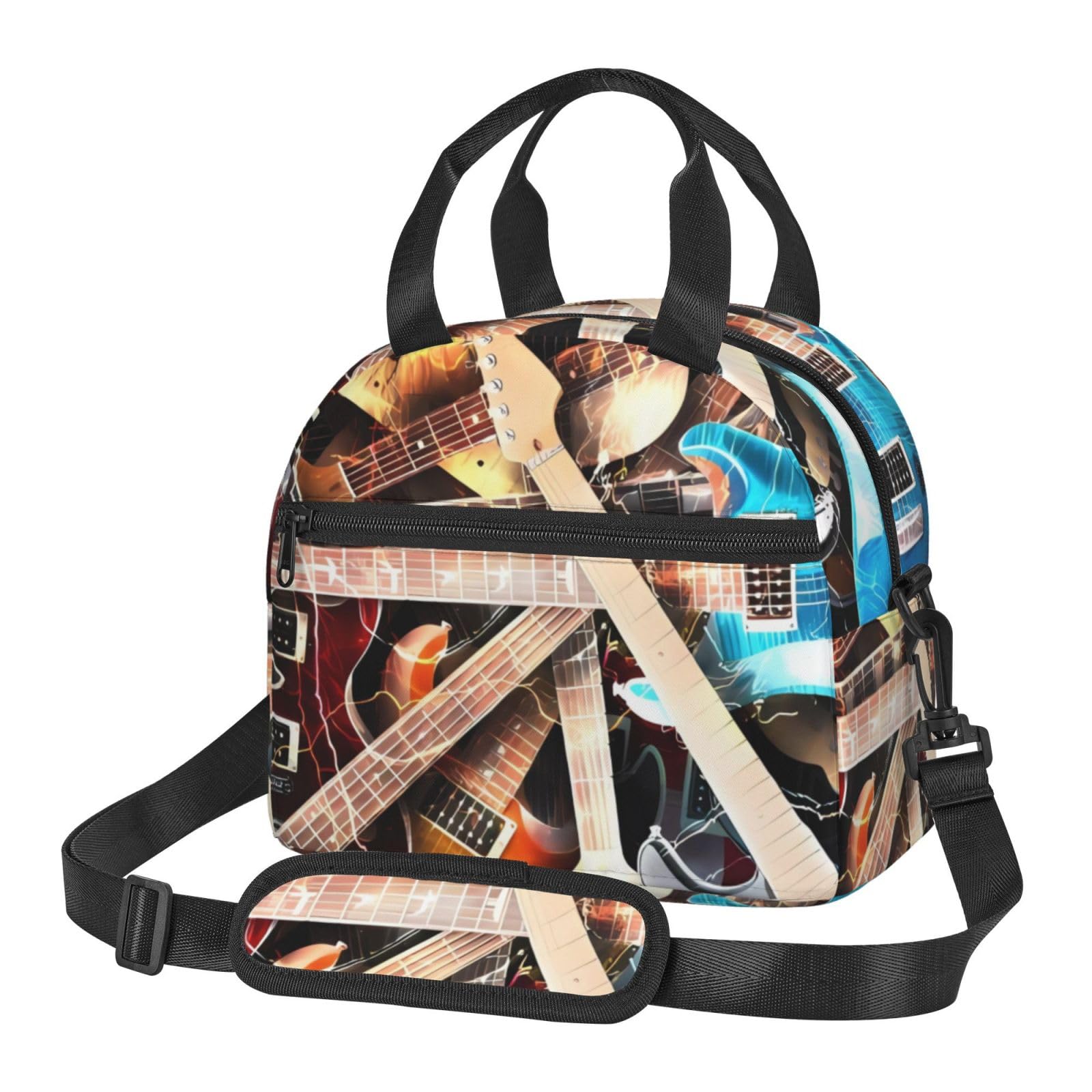 DEHIWI Music Guitar Lunch Bag For Women Men Reusable Insulated Lunch Box Lunch Cooler Tote Bag For Work Picnic Travel