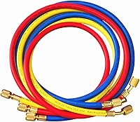 ANTFEES 72" 3-Pack AC Charging Hoses for R134a R12 R22 R502 - HVAC Refrigerant Gauge Hoses with Brass Fittings