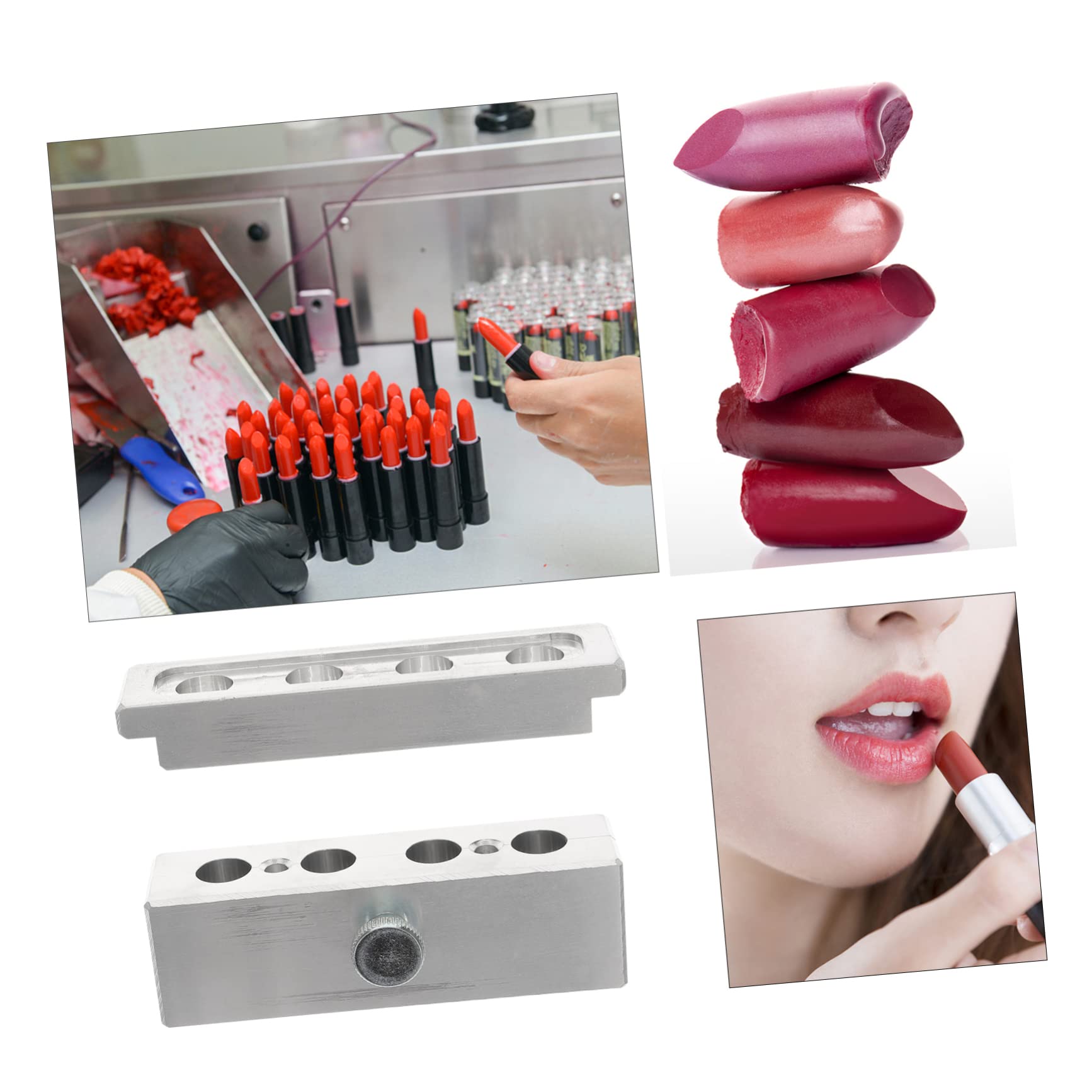 Lippenstift Selbstgemacht Satz aus Aluminiumlegierung mit 4 Löchern Hochglänzend und Fein Poliert Langlebig für Lippenbalsam Herstellung und Kreative Lipgloss Form
