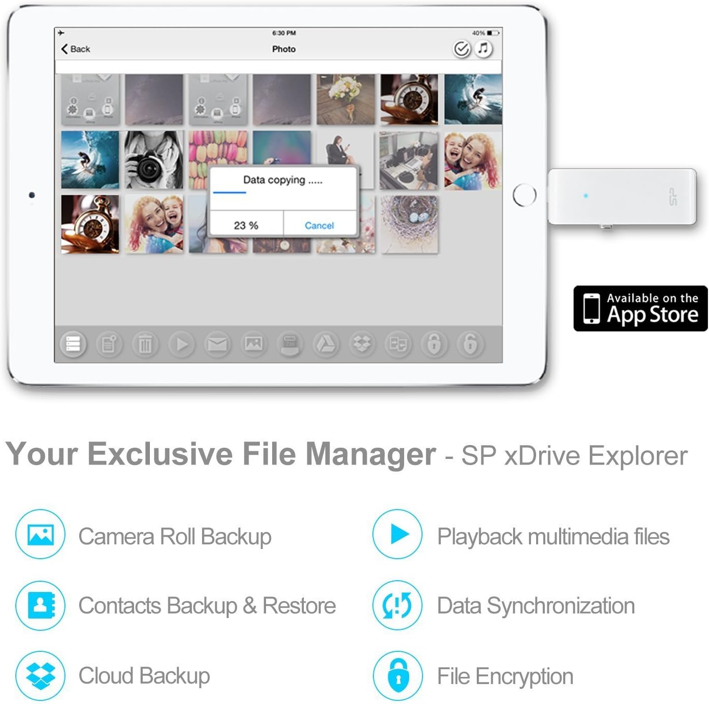 SP xDrive Z30 128GB Flash Drive Dual USB Flash Drive with Lightning Connector, Apple Mfi Certified for iPhone/iPad/iPod