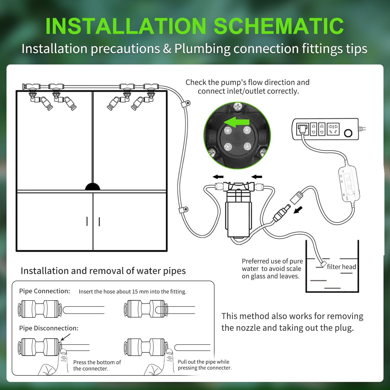 Reptile Misting System with Timer, 6 Adjustable-Joint Nozzles, Self-Priming Pump, Quiet Fine Mist for Chameleons, Geckos, Frogs & Terrariums