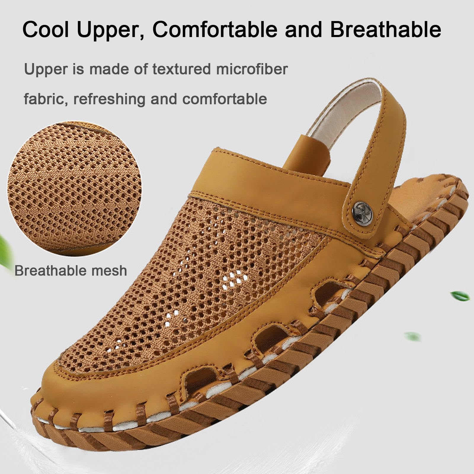 CHUIKUAJ Sandalias de Hombre con Punta Cerrada para el Agua, Ligeras, de Malla, para Jardín, Informales, para Verano, Piscina, Playa y Exteriores,Black-38EU