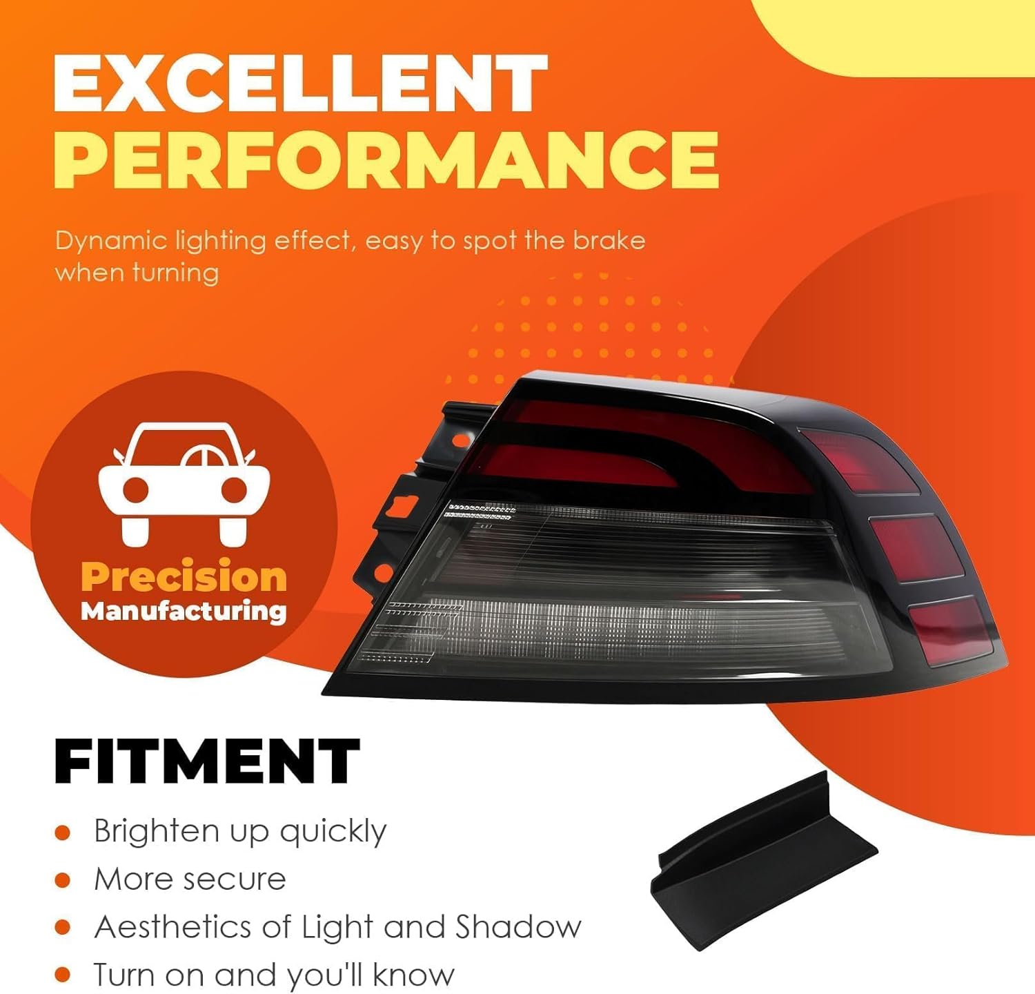 Tail Light Assembly Right Side With Bulb Compatible with Accord 2023 2024 2025 Brake Lamp Passenger 33550-30A-A01 HO2805129