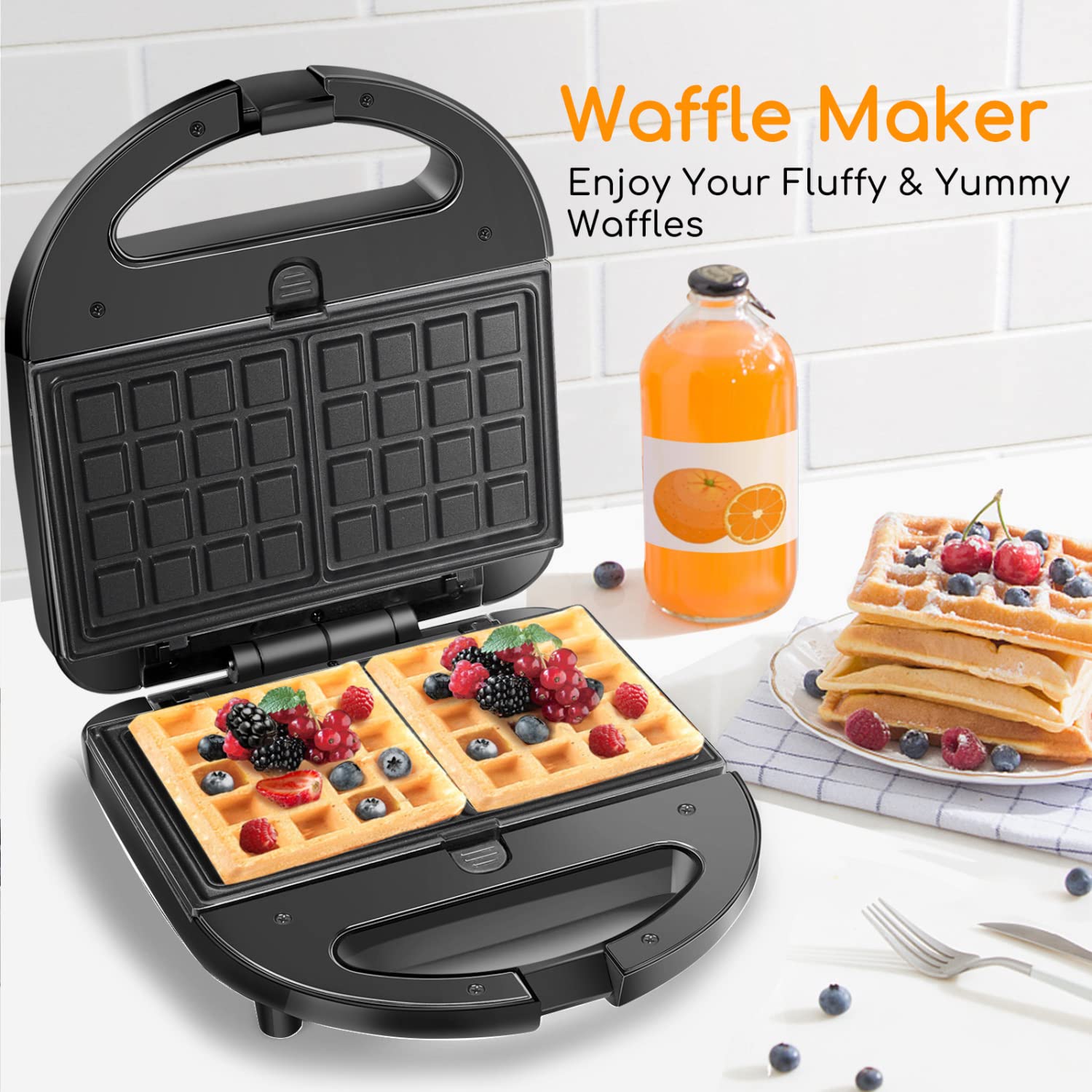 Buy Aigostar Waffle Maker 3 in 1, Deep Fill Interchangeable NonStick