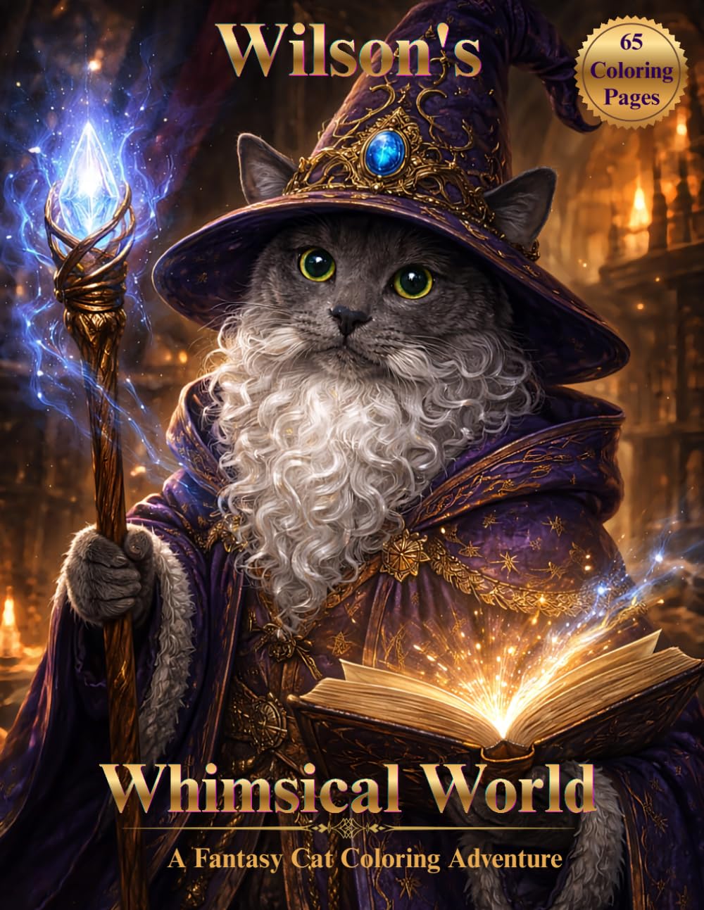 Wilson's Whimsical World: A Fantasy Cat Coloring Adventure
