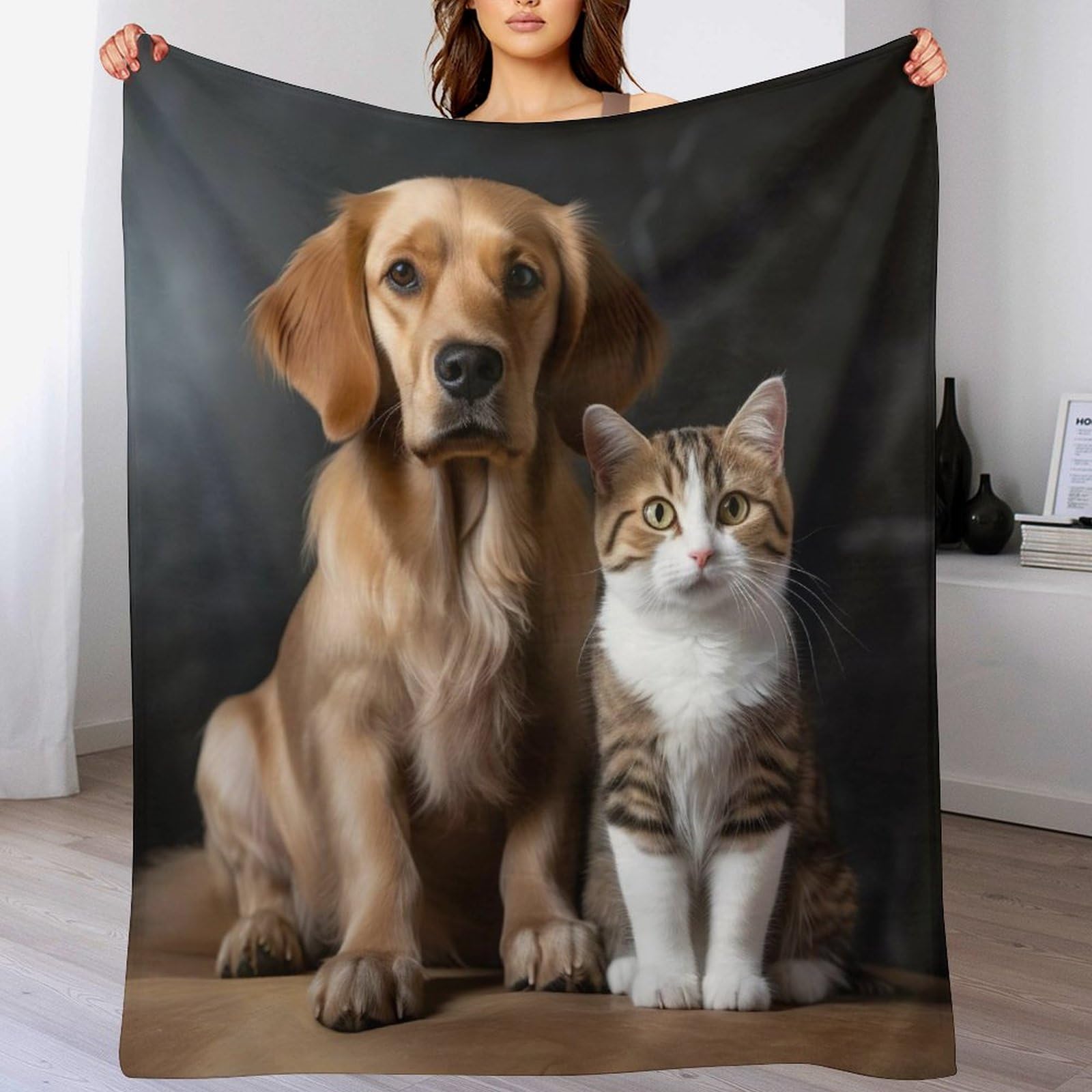 Couverture polaire chien mignon 100x130 cm en flannel légère pour canapé
