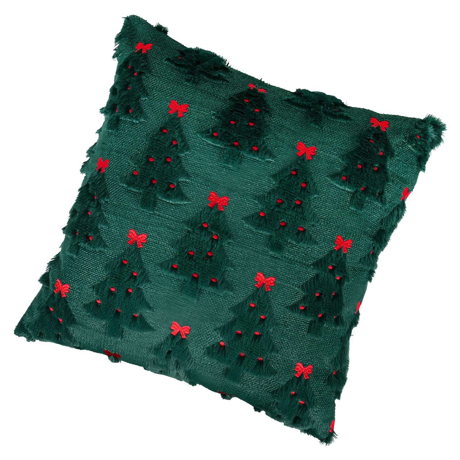 Housse de coussin de Noël 45x45 sapin et nœud pour décorer le salon