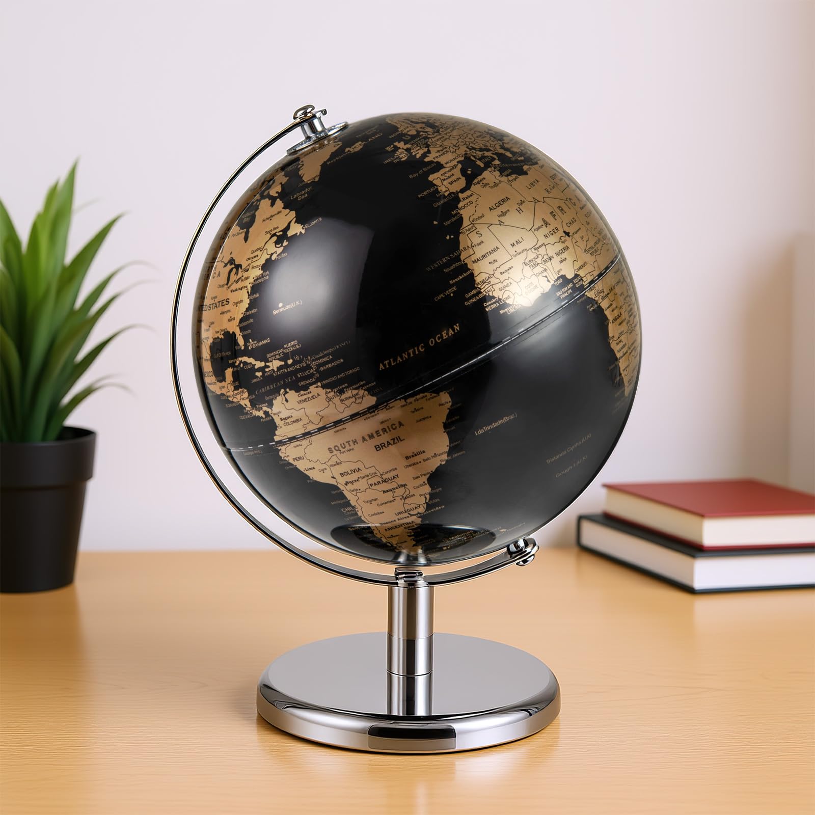GIANTEX 20 cm Globus, Weltkugel mit stabilem Standfuß aus Metall, 360° drehbarer Schülerglobus, pädagogischer Globus für Kinder & Erwachsene, antiker Weltglobus Deko für Zuhause & Büro (Gold)