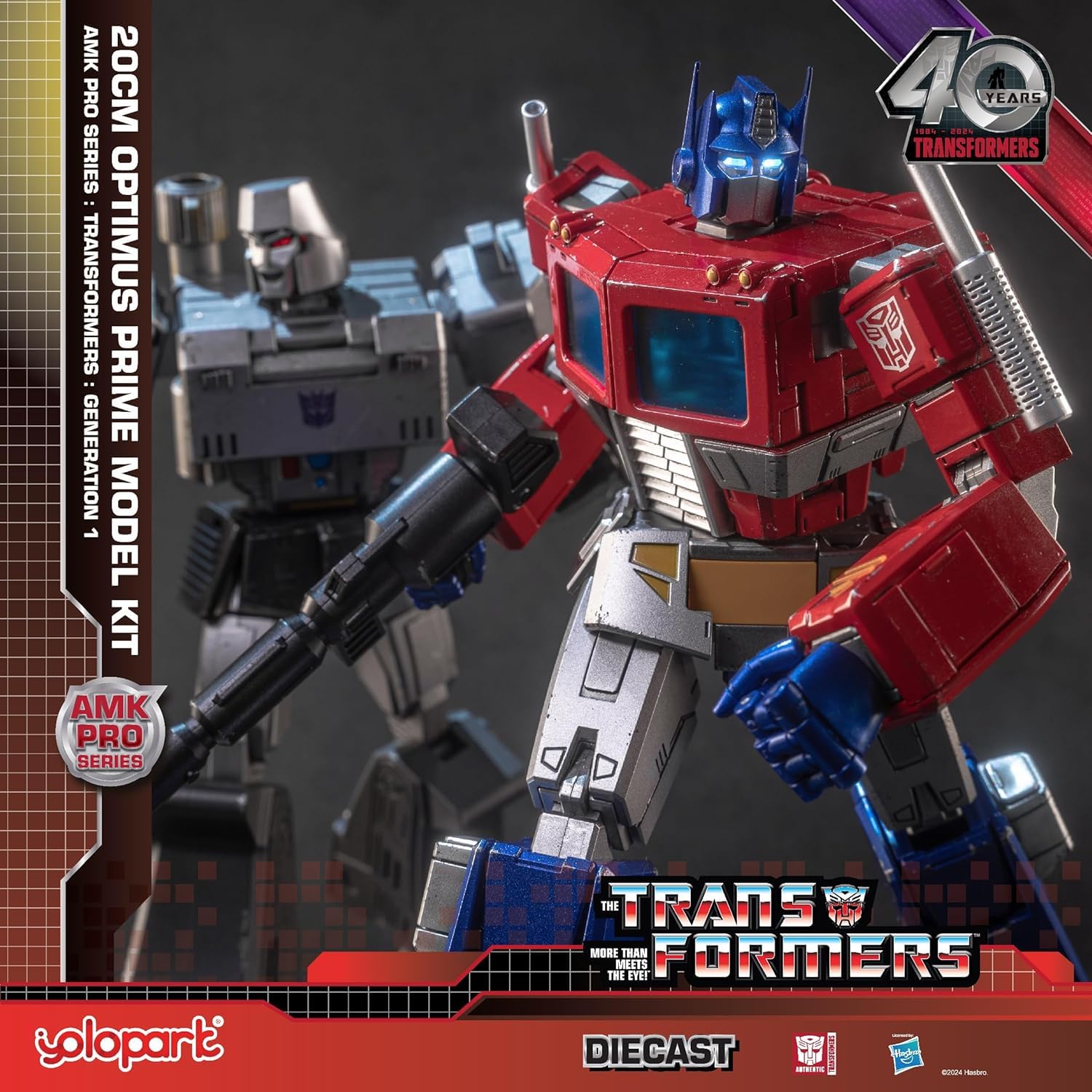 YOLOPARK Optimus Prime Transformer zabawka, 20 cm, Transformers G1 Optimus Prime Action figurka z ulepszonym uzbrojeniem, ruchoma zabawka kolekcjonerska Transformers dla 15 lat i starszych