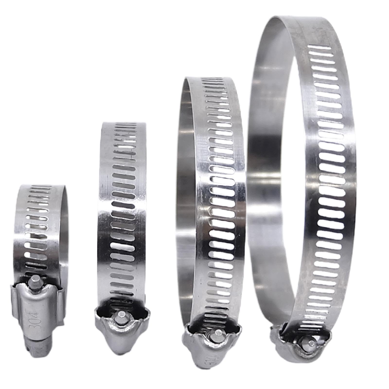 Abrazaderas de manguera ajustables de acero inoxidable 304, de 6 mm a 600 mm, con banda roscada, para tubería de combustible de coche, con tornillo sin fin, herramientas fijas (84-108 mm - 10 unidades
