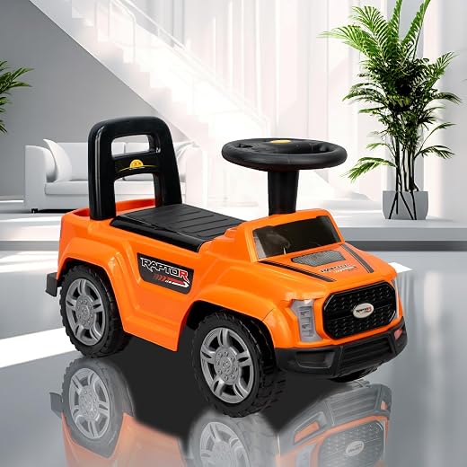 Toy Zone Raptor Baby Ride on Car for Kids, Toddlers Push Ride Baby Kids Car with Backrest, Push Ride on Toy Jeep with Music & LED Light, Under Seat Storage, 2 to 5 Years (Orange)