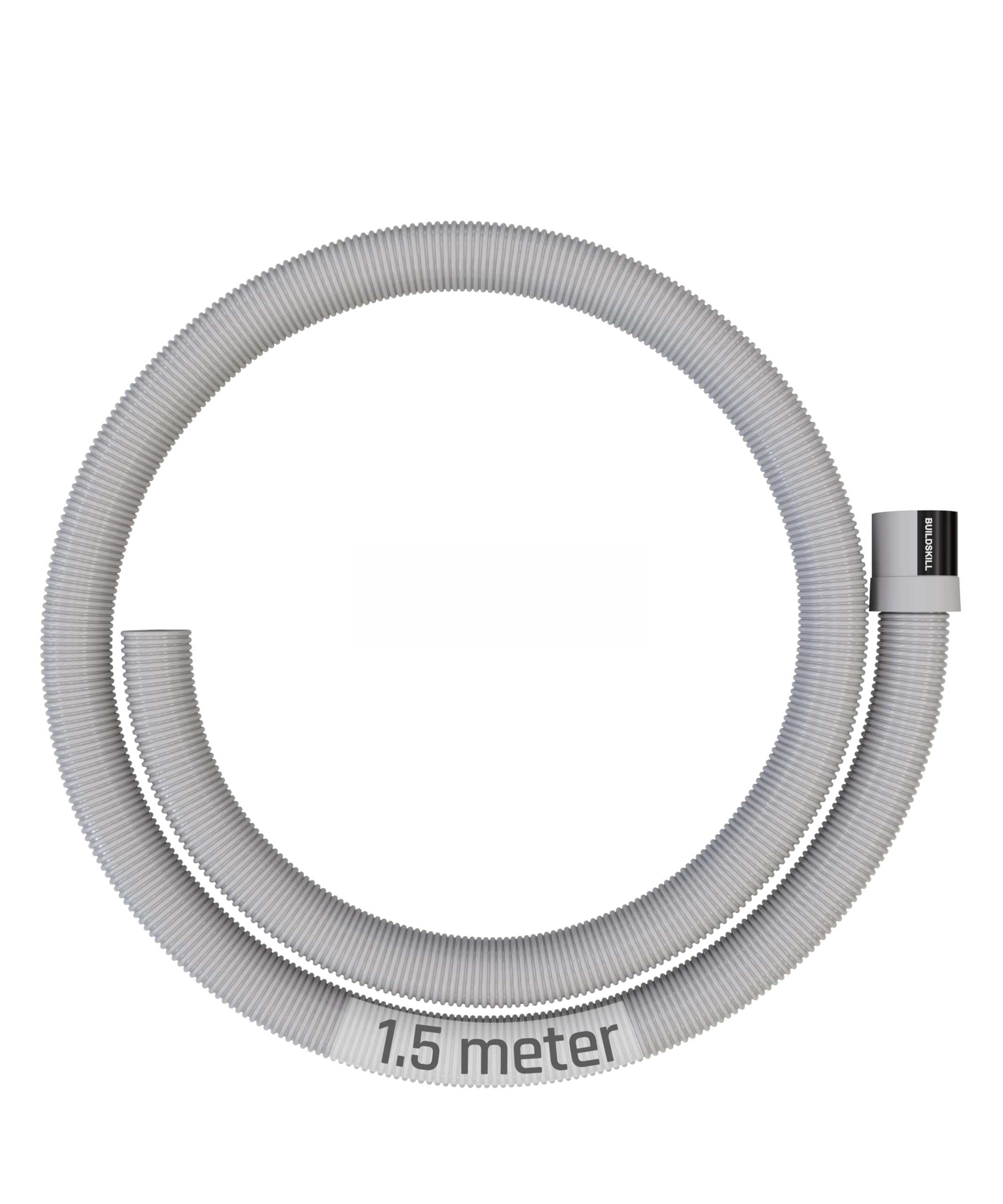 BUILDSKILL 1.5M Fully Automatic Washing Machine Drain Pipe | Leak Proof Hose Pipe | Strong Flexible Plastic | Outlet Washing Machine Pipe to Drain Waste Water | Universal Compatible | Grey