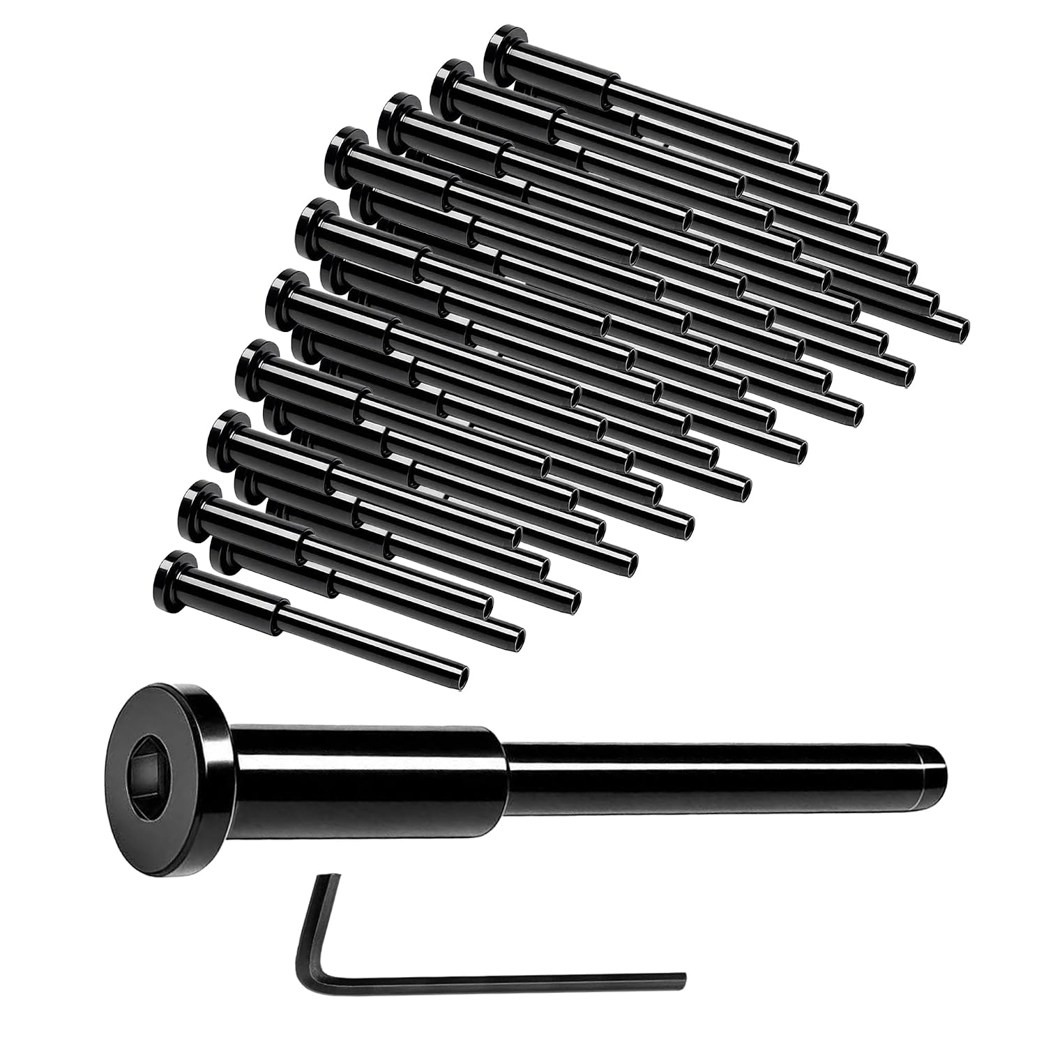 50-Pack 1/8" T316 Black Stainless Steel Invisible Cable Railing Kit | with Swage Stud Ends & Receivers, for Deck, Stair, Wood & Metal Posts
