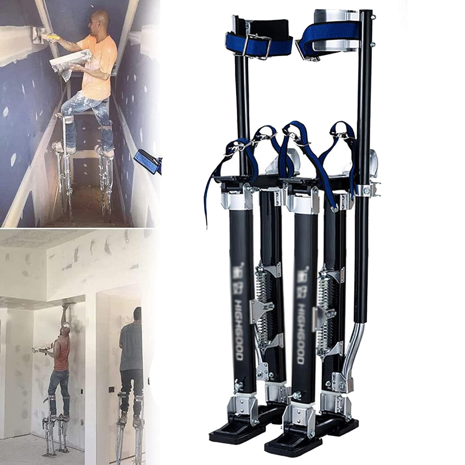 LINCYS Adjustable Auminum Adults Stilts, Decorators Stilts Drywall Stilts, with Anti-slip Foot Plates and PVC Knee Pads, for Painter Taping Cleaning Ceiling Finishing,18-30inches