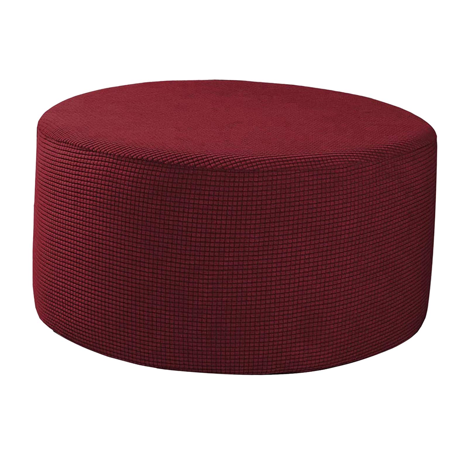 perfk Round Pouffe Cover Footstool Storage Covers Stool Pouf Stretch Covers, Machine Washable (Large, 58-65cm), Wine Red