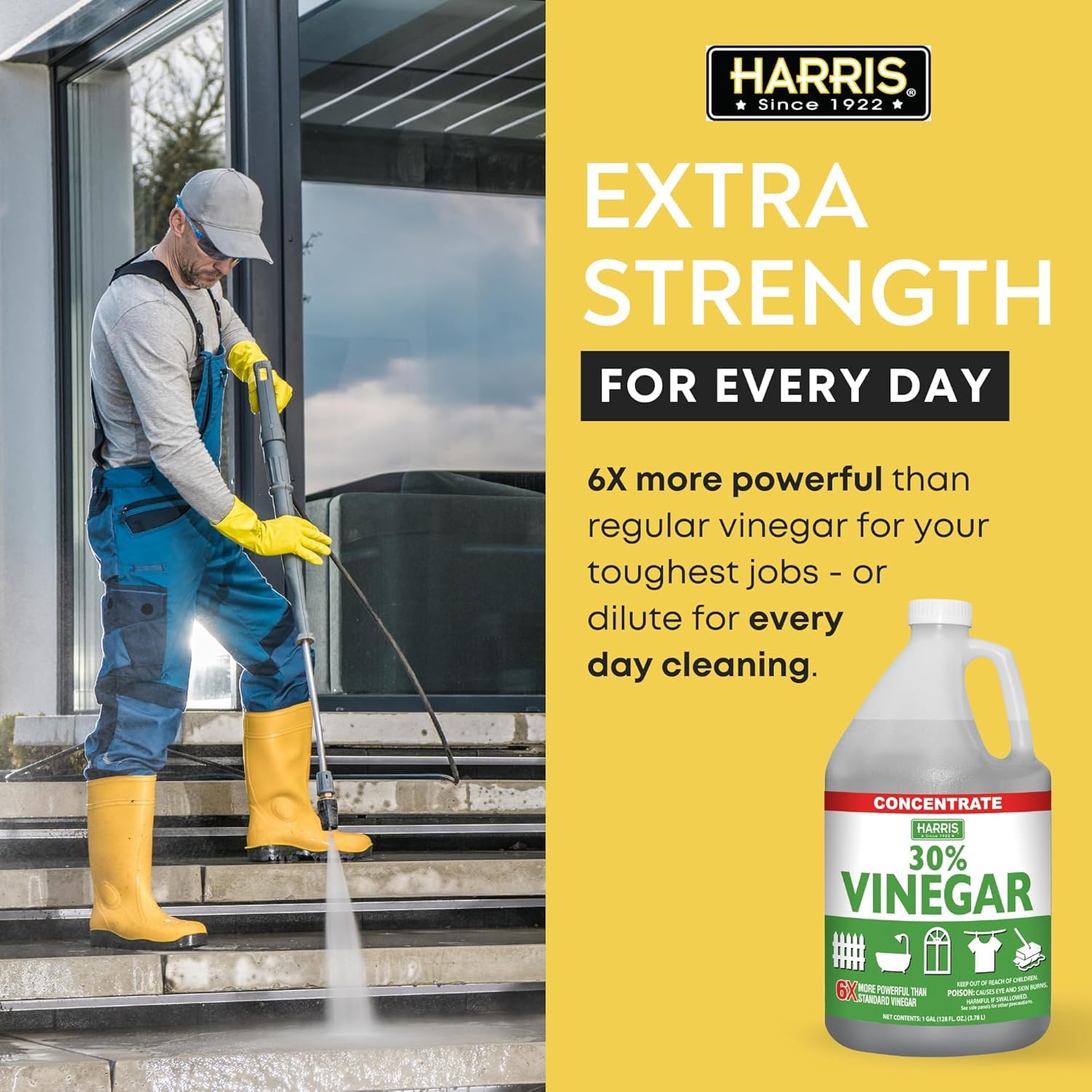 Harris 30% Extra Strength Concentrated Vinegar for Home and Outdoor Use, 1 Gallon