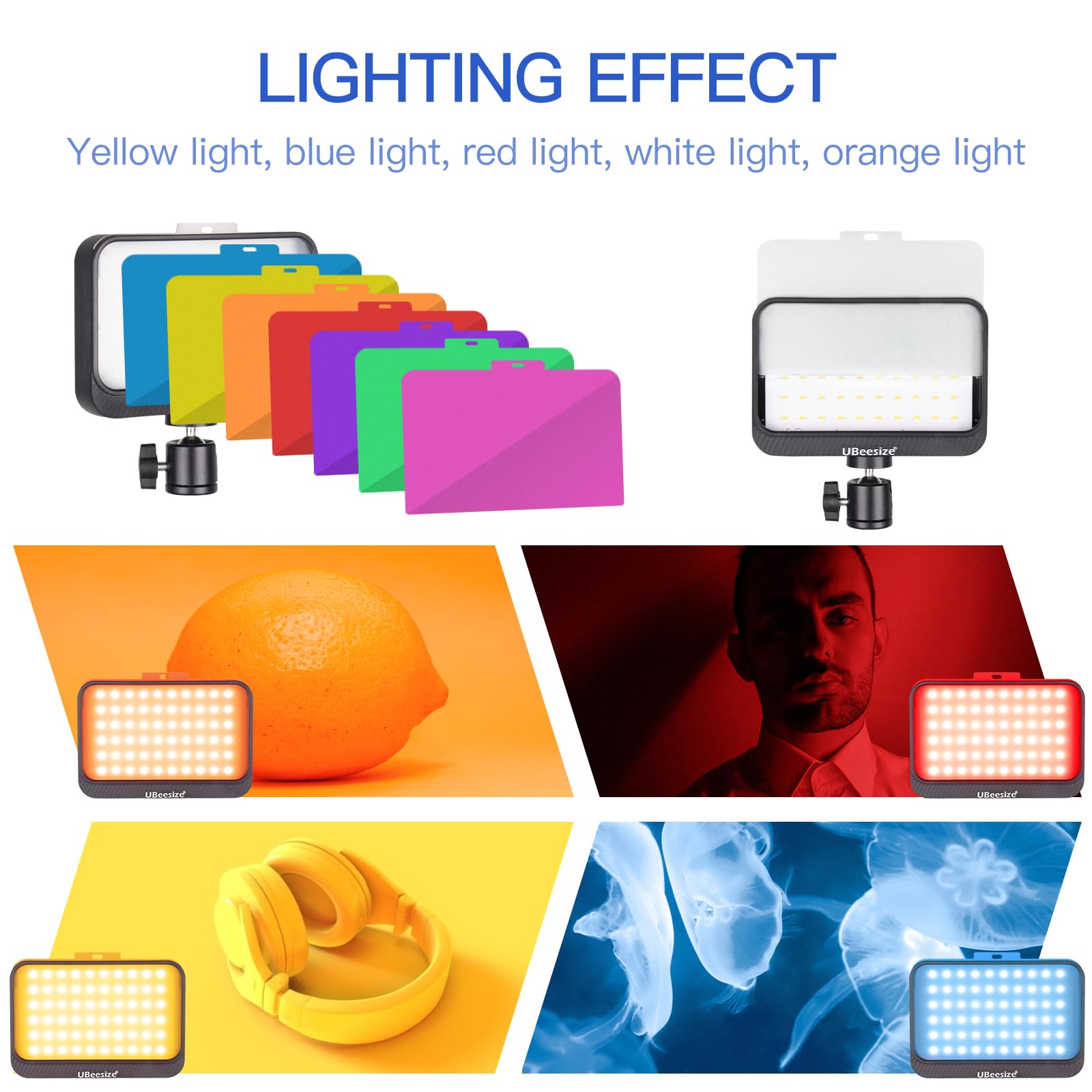 UBeesize 2-Pack RGB Photography Lighting, Studio Lights with Adjustable Tripod Stand and Ball Head, Video Light for Video Recording, Live Streaming, Makeup