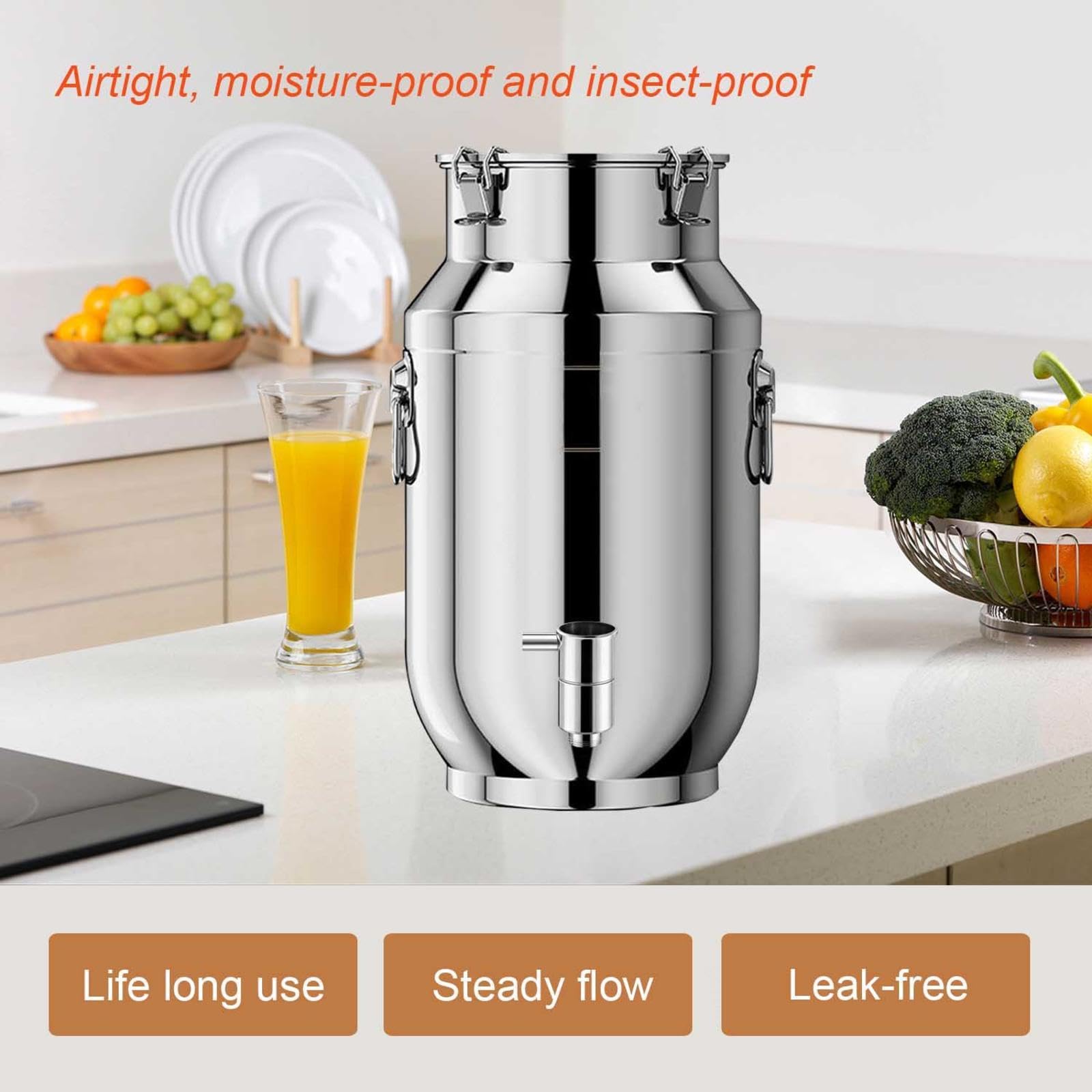 bidón de leche sellado 5 litro jarra con grifo Cubo para Transportar Leche, para almacenar líquidos y sólidos,A-25liter