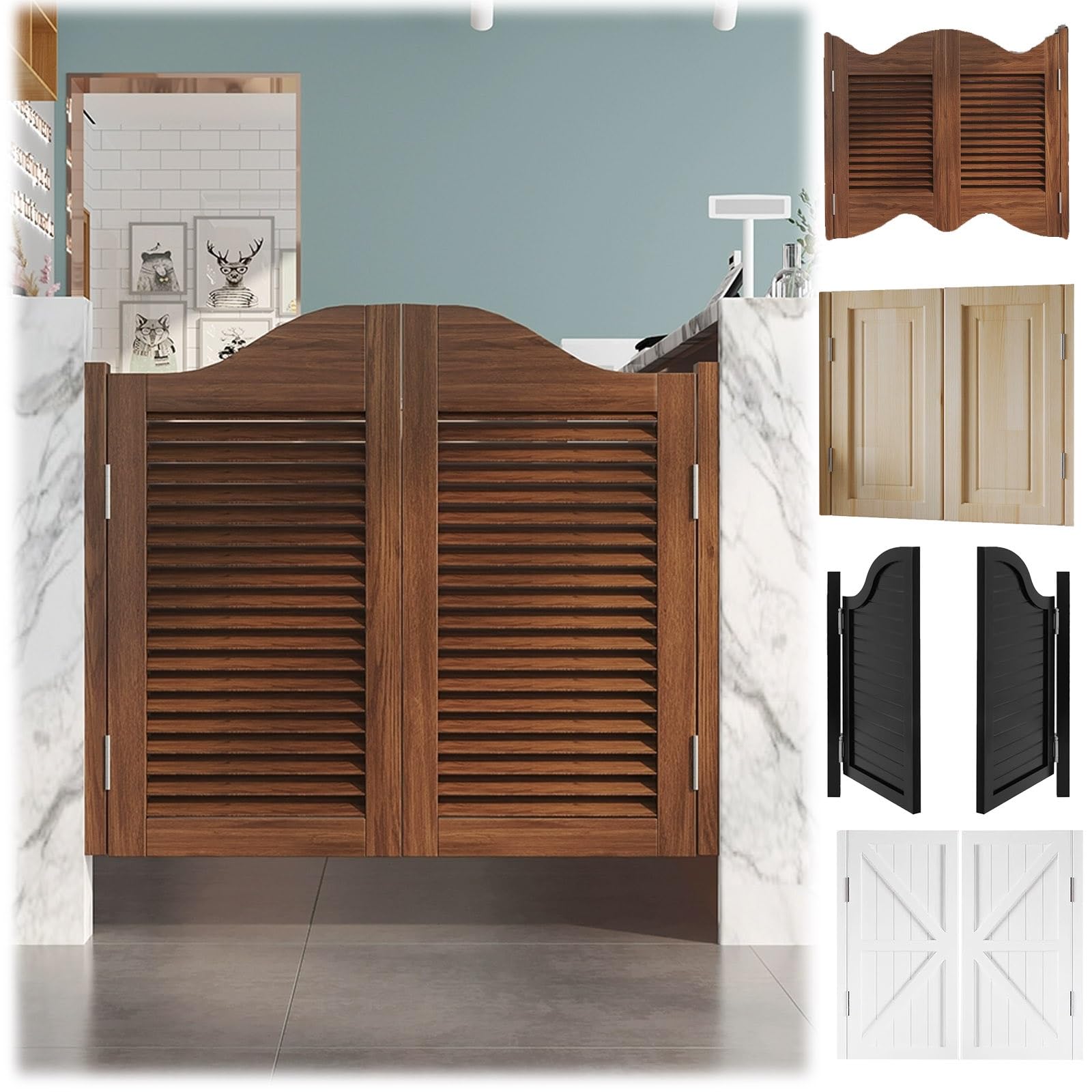 Puerta Batiente, Puerta Oscilante para Cafetería, Puertas Interior Madera Maciza，puertas Vaiven para Entrada, Cocina, Salón, Oficina 60cm 80cm 90cm 100cm Cierre Automático