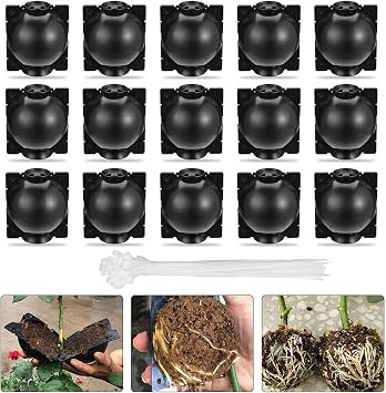 nutroeno 15 pcs Plant Root Growing Box Cloning Ball - Air Layering Reusable Plant Rooting Device, High Pressure Grafting Propagation Ball, Assisted Cutting Rooting for Plants Asexual ReproductionL