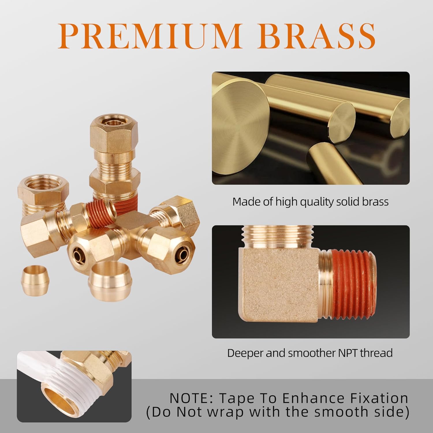 119PCS DOT Air Line Fittings Kit, Brass Compression 6 Size 1/4" 1/8" 3/8" 1/2" 5/8" 5/16" NPT Quick Connect Air Hose Fittings for DOT Air Line