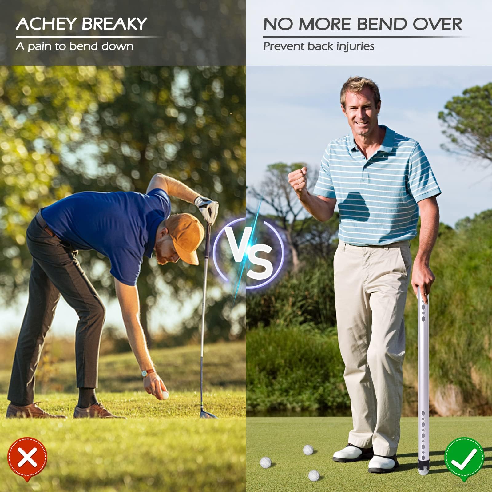 Recuperador de pelotas de golf, tubo superior de aleación de aluminio, agarrador de pelotas de golf, recolector de pelotas, dispositivo de herramienta de recogida para hombres y mujeres